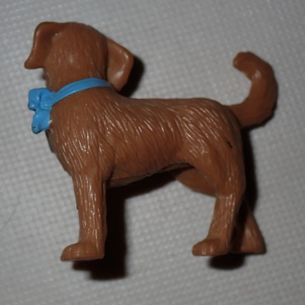 Fisher Price Loving Family Brown Dog w/ blue bandana Dollhouse Figure Vintage